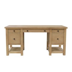 Light Wood Office Desk with Modern Farmhouse Style and Spacious Work Surface