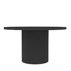 Round Dining Table Black Modern Design Single Piece with Thick Top