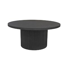 Black Round Cocktail Table with Modern Design and Sturdy Base Finish