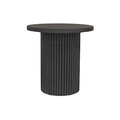 Black Round End Table with Modern Design and Thick Tabletop