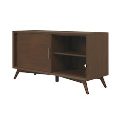 Walnut Small TV Console, Mid Century Modern Design, Solid Wood Construction