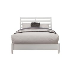 Flynn Retro Queen Bed, w/ Slat Back Headboard, White
