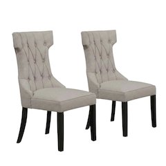 Solid Wood Linen-Upholstered Dining Chairs for Kitchen and Dining Room, Set of 2