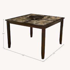 Capitola Faux Marble Large Pub Table w/ Removable 18" Lazy Susan, Espresso
