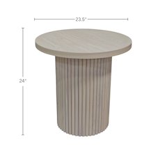 Reba Round End Table, White Wash
