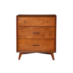 Flynn Mid Century Modern 3 Drawer Small Chest, Acorn