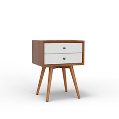 Flynn Small Nightstand, Acorn & White