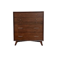 Flynn Mid Century Modern 4 Drawer Multifunction Chest w/Pull Out Tray, Walnut