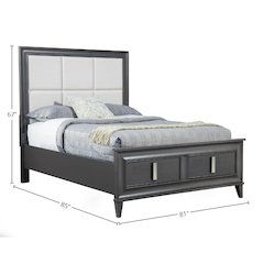 Lorraine California King Storage Footboard Platform Bed, Dark Grey