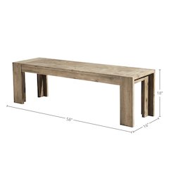 Seashore Dining Bench, Antique Natural