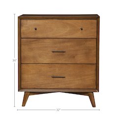 Flynn Mid Century Modern 3 Drawer Small Chest, Acorn