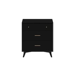 Flynn Mid Century Modern 3 Drawer Small Chest, Black