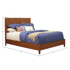 Flynn Mid Century Modern Standard King Panel Bed, Acorn