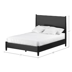Flynn Mid Century Modern California King Panel Bed, Black