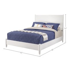 Flynn Mid Century Modern Queen Panel Bed, White
