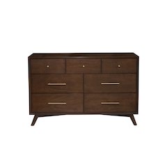 Flynn Mid Century Modern 7 Drawer Dresser, Walnut