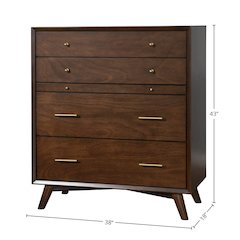 Flynn Mid Century Modern 4 Drawer Multifunction Chest w/Pull Out Tray, Walnut