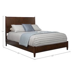 Flynn Mid Century Modern Full Size Panel Bed, Walnut