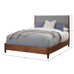 Flynn Mid Century Modern Two Tone Queen Panel Bed, Acorn/Grey