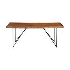 Live Edge Solid Wood Dining Table, Light Walnut