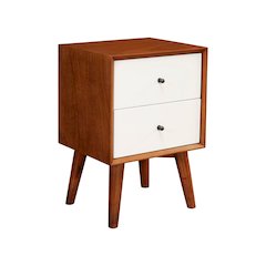 Flynn 2 Drawer Two Tone Nightstand, Acorn/White