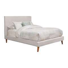 Britney California King Upholstered Platform Bed, Light Grey Linen