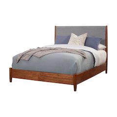 Flynn Mid Century Modern Two Tone Standard King Panel Bed, Acorn/Grey