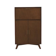 Flynn Large Bar Cabinet w/Drop Down Tray, Walnut