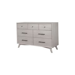 Flynn Mid Century Modern 7 Drawer Dresser, Gray