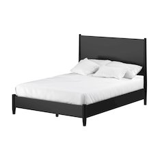 Flynn Mid Century Modern Queen Panel Bed, Black