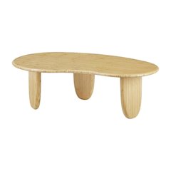 Beige Bamboo Coffee Table with Solid Moso Bamboo Construction Mid Century Design
