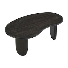 Black Coffee Table with Solid Moso Bamboo Surface Durable Construction
