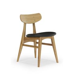 Cassia Dining Chair With Leather Seat, Caramelized, (Set of 2)