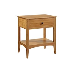 Caramelized Bamboo Nightstand with 1 Drawer – Minimalist Wood Side Table