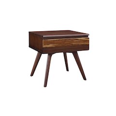 Solid Bamboo Bed Side Table – Wood Nightstand with 1 Drawer in Sable Finish