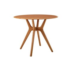 Brown Round Dining Table in Solid Bamboo – Wooden Kitchen Table