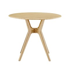 Beige Round Dining Table in Solid Bamboo – Wooden Kitchen Table
