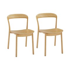 Beige Bamboo Dining Chairs – Light Wood Kitchen Chair Set of 2 in Wheat Finish