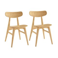 Bamboo Dining Chairs – Light Wood Kitchen Chair Set of 2 in Wheat Finish