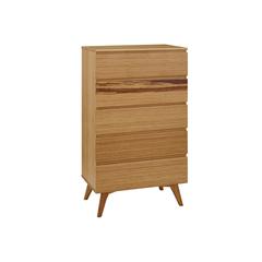 Azara Five Drawer High Chest, Caramelized