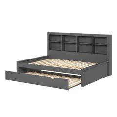 FULL BOOKCASE DAYBED WITH TRUNDLE DARK GREY