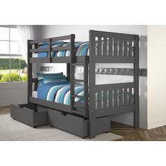 Twin/Twin Mission Bunk Bed W/Dual Under Bed Drawers