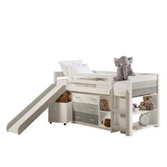 Twin Panel Low Loft Set With Slide & Case Pieces In Two-Tone Grey/White Finish