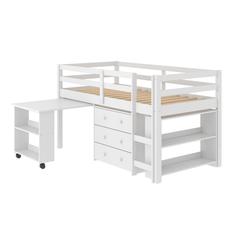 Twin Low Loft Includes Desk, Chest & Bookcase