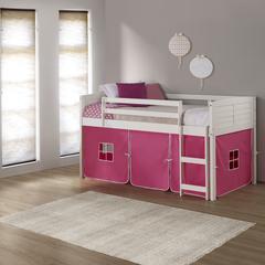 TWIN LOUVER LOW LOFT WHITE W/PINK TENT