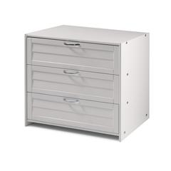 Louver Low Loft 3 Drawer Chest White
