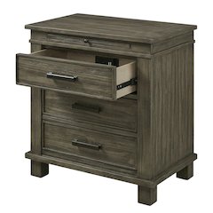 Distressed Finish Nightstand with Oxidized Iron Hardware