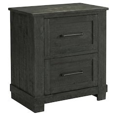 Charcoal Rustic Nightstand with Distressed Solid Pine and Graphite Hardware