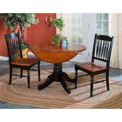 Oak-Black Round Double Drop-Leaf Dining Table, Belen Kox