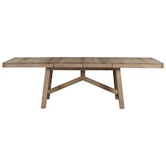 Rustic Extendable Dining Table with Leaf, Solid Trestle Table for 8 Guests